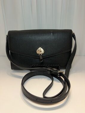 Kate Spade Black Pebbled Leather Crossbody with Silver Hardware